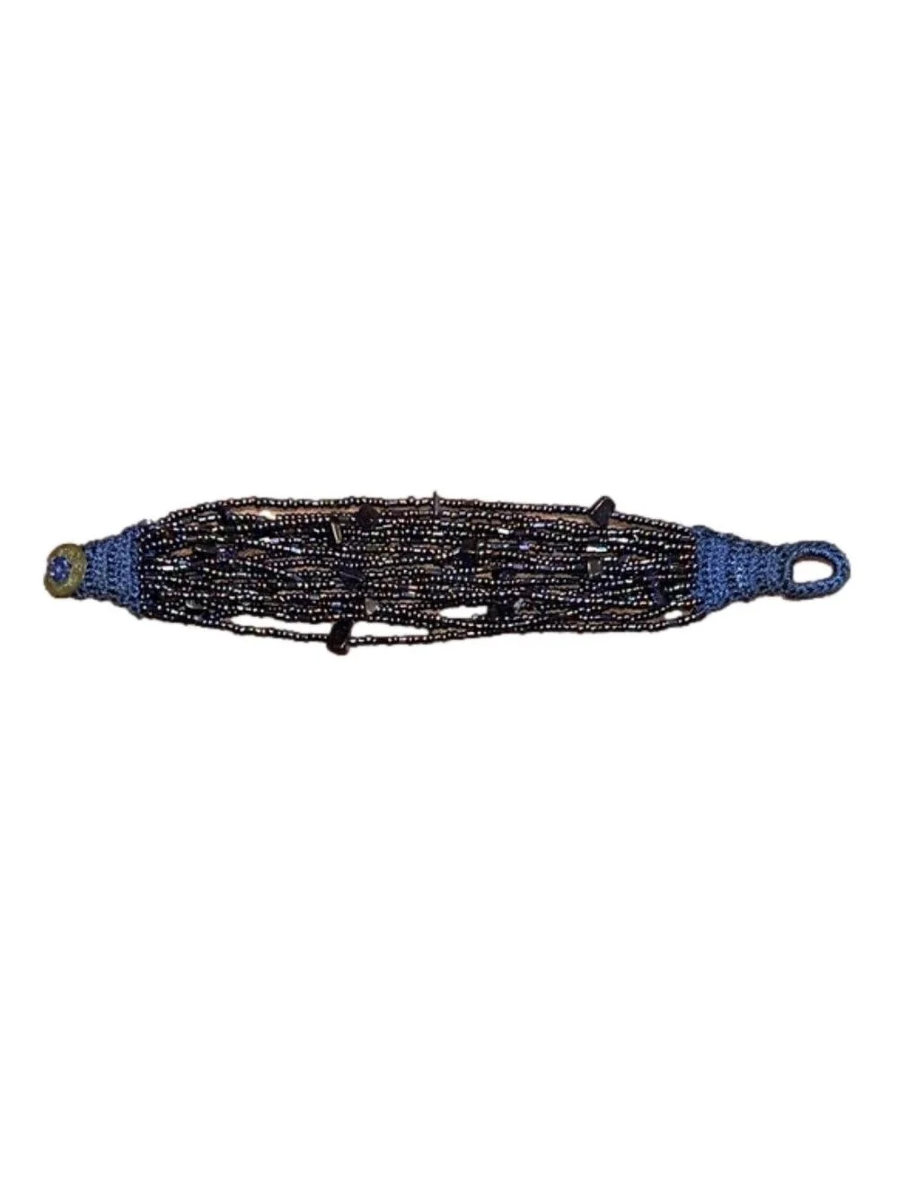 Bracelet with Shiny Blue & Purple Beads 8”